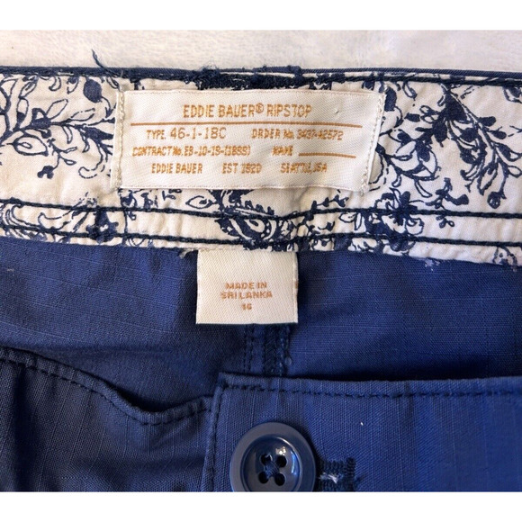 EDDIE BAUER Women's Ripstop Crop Cargo Hiking Pants Sz 14 Navy Outdoor Stretch - Picture 7 of 8